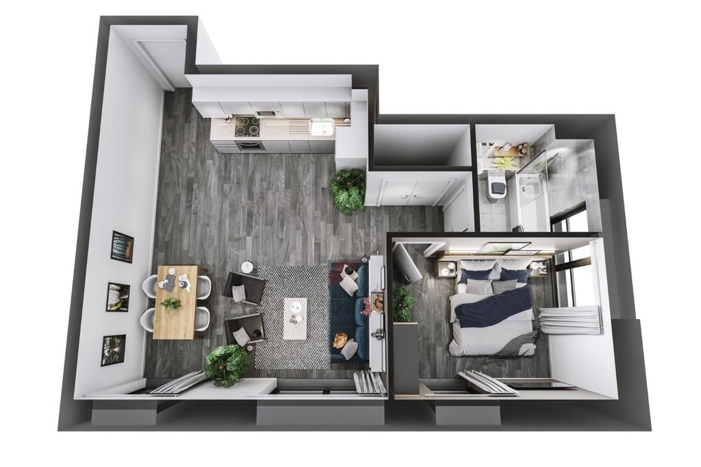 1 Bed Floor Plan Example