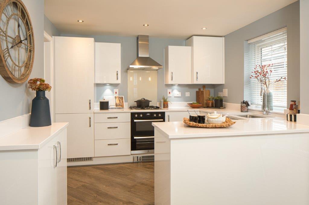 White and blue Hertford kitchen