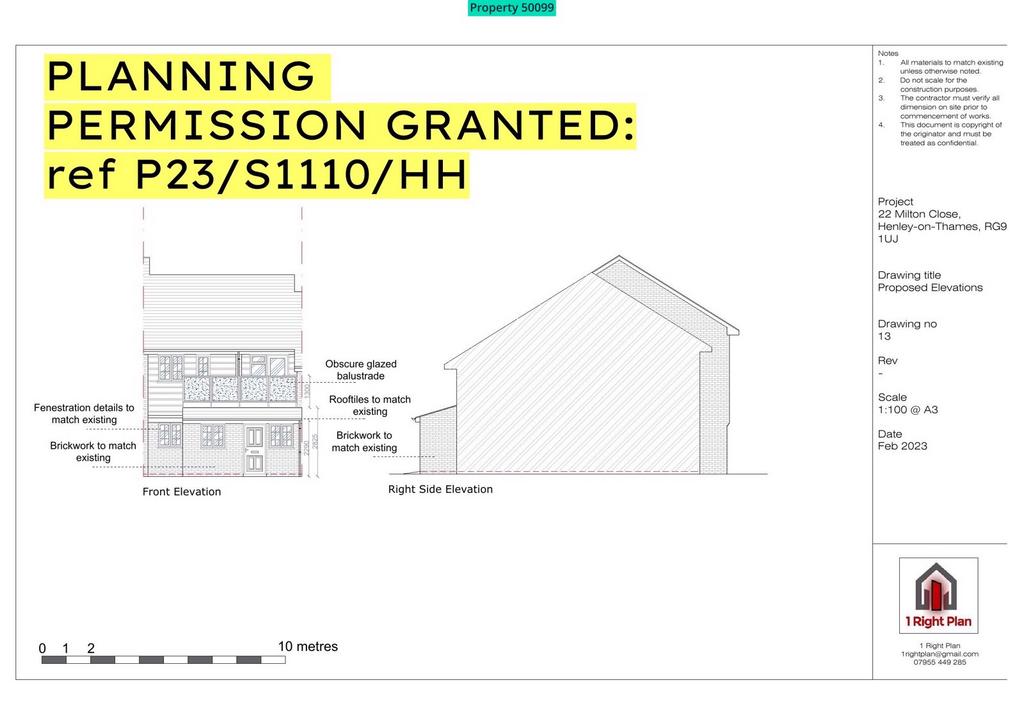 Planning permission granted - approved elevation