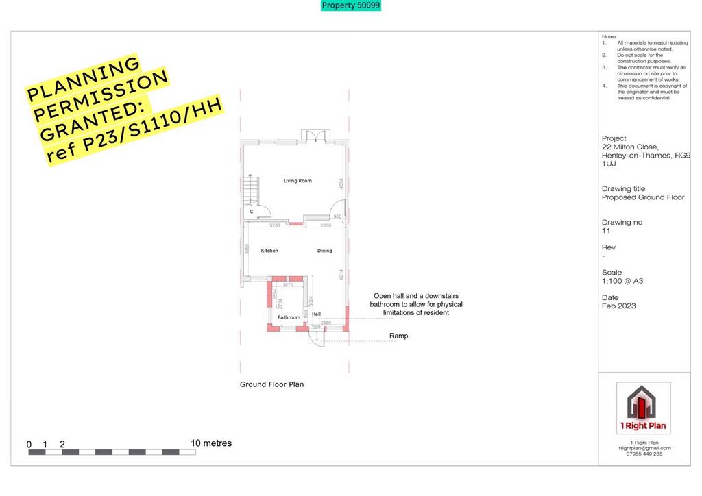 Planning permission granted - approved ground floo