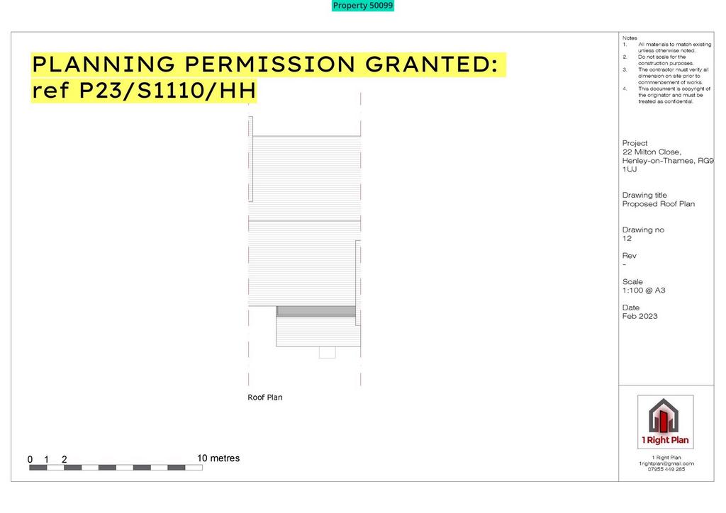 Planning permission granted - roof plan