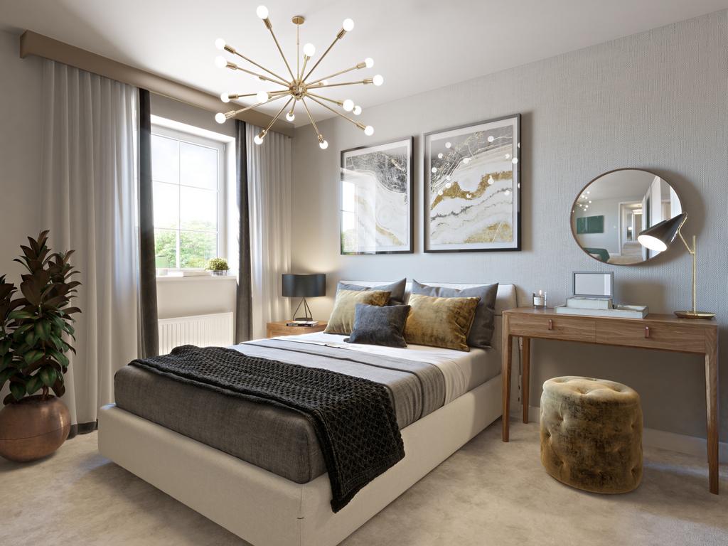 Double bedroom CGI image in the kennford housetype