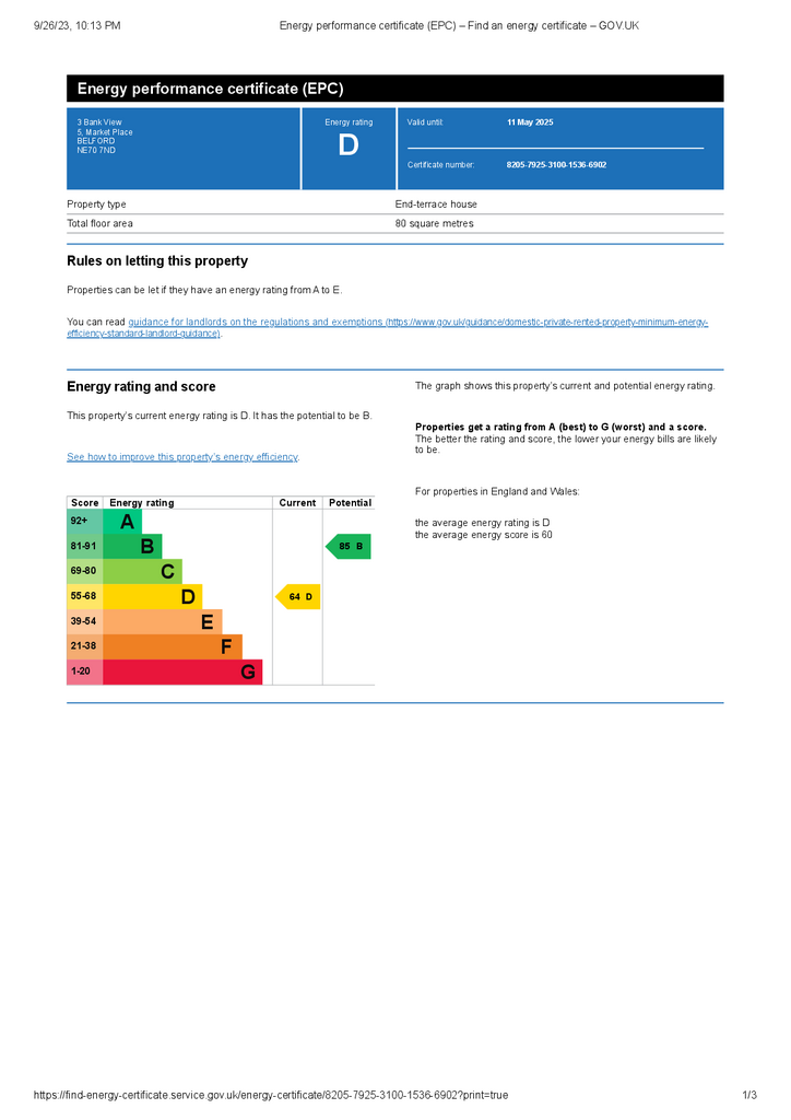 Energy performance certificate (EPC) – Find an ene