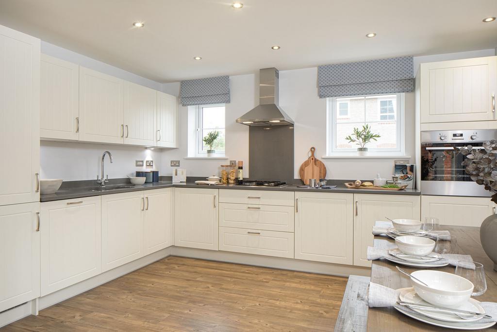 Open plan kitchen in the Alderney 4 bedroom home