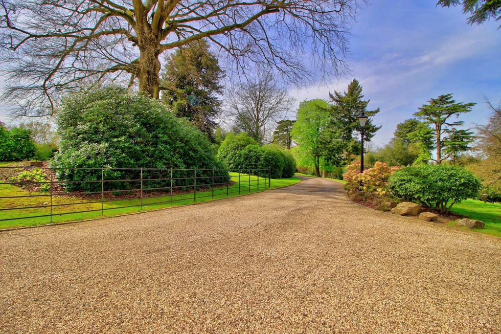 Gravel approach to ample parking