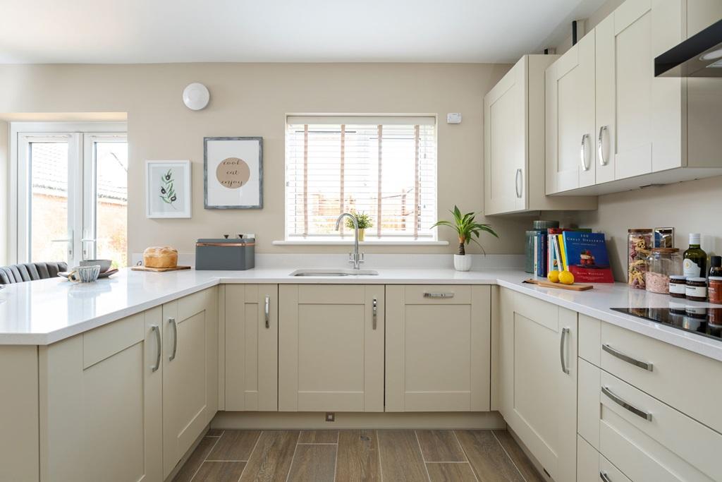 A light and airy kitchen, with views of the garden