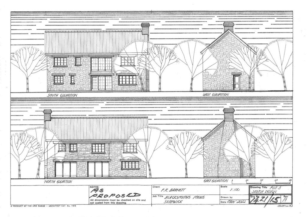 43 22 00001 Plot3 Proposed Elevations Drg No.1421 15 Re