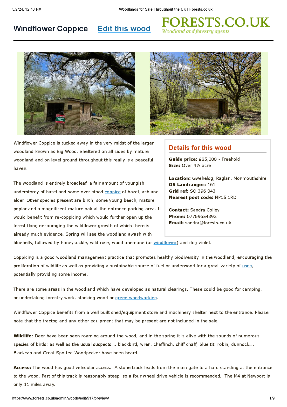 Gwehelog NP15 Woodland for sale £75,000