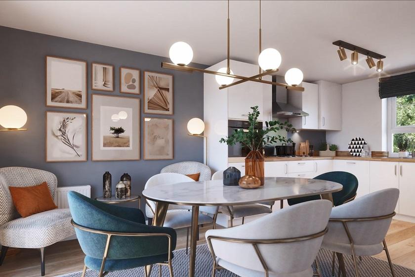 Lutterworth house type kitchen and dining area