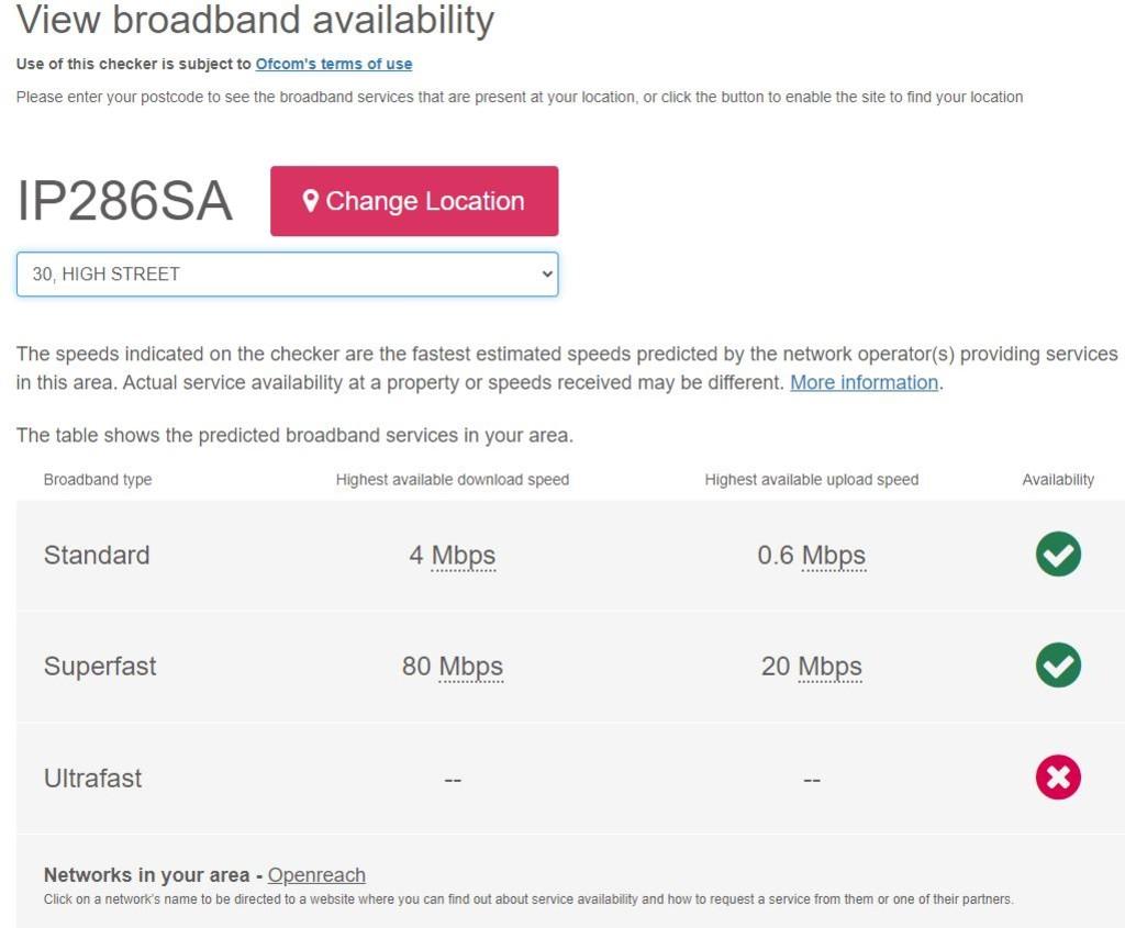 Broadband speed