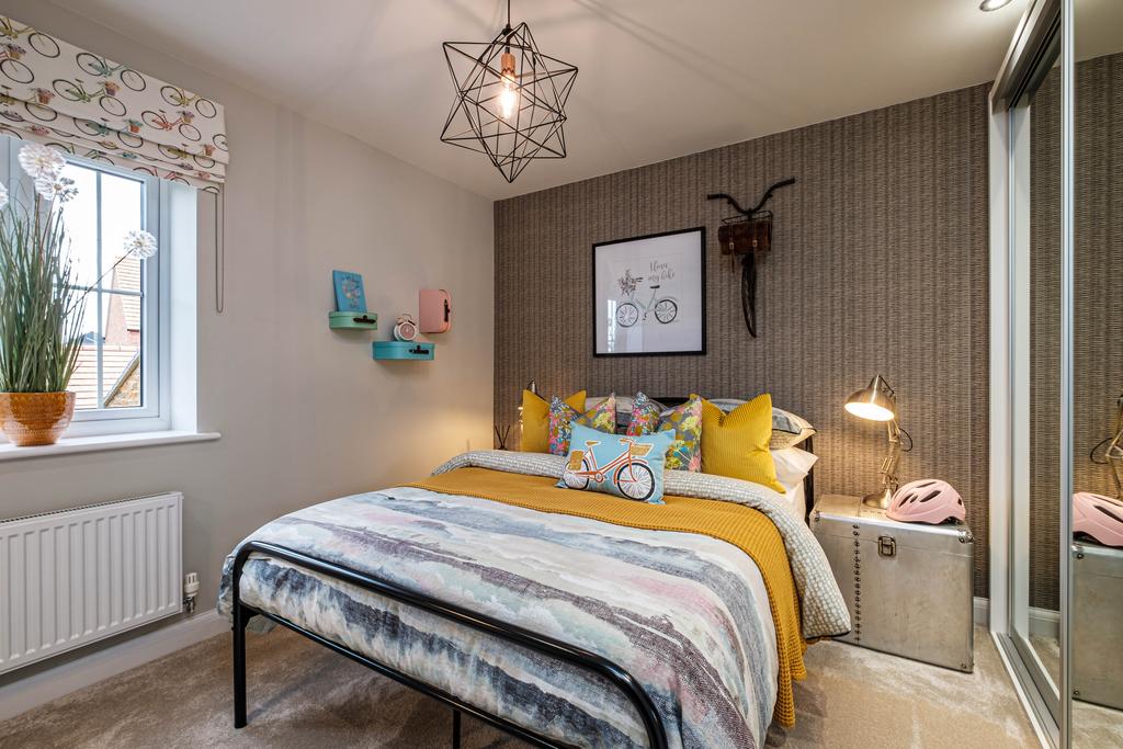 Children&#39;s bedroom with yellow bedding