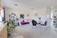 Large open plan kitchen lounge diner with a well a