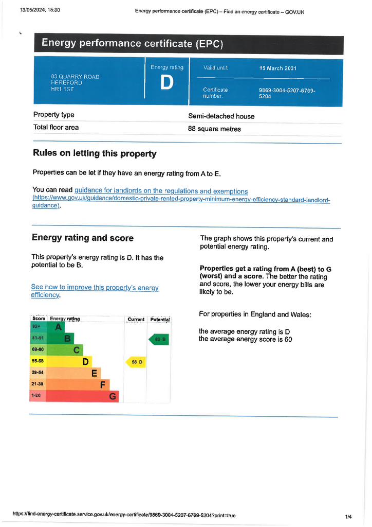 Energy Performance Certificate (EPC)   15.05.24