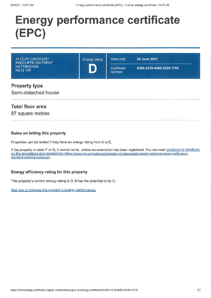 EPC Certificate