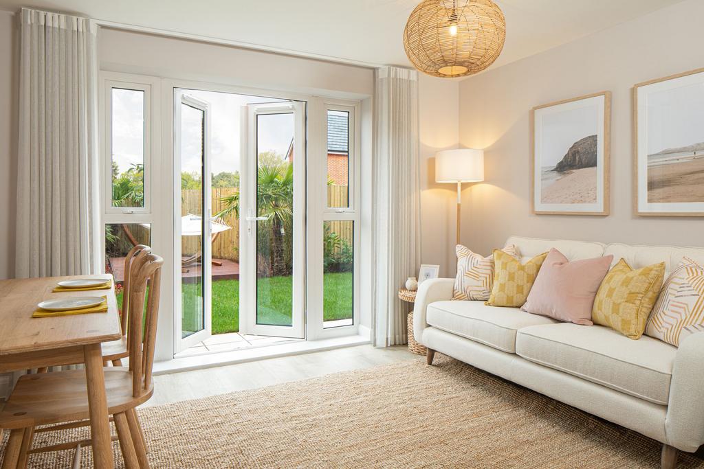 Living and dining room with French doors view 3...