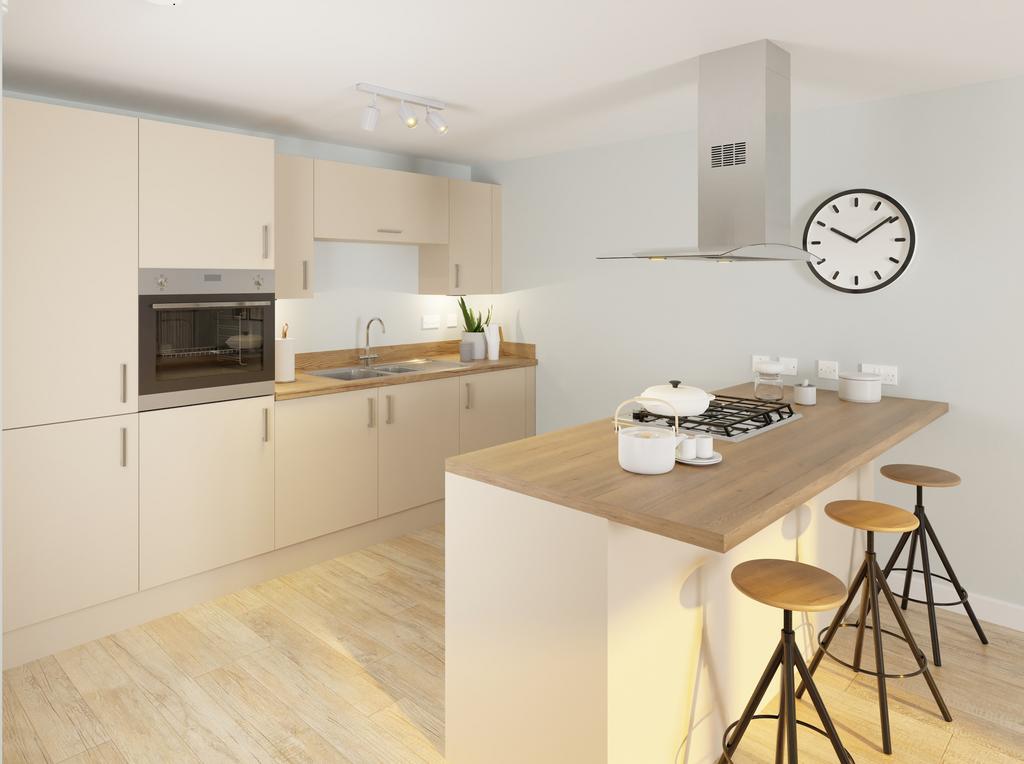 CGI of Apartment A Kitchen