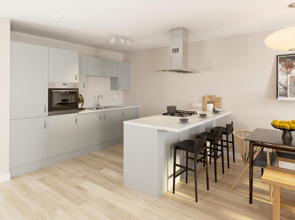 CGI of  Apartment B kitchen