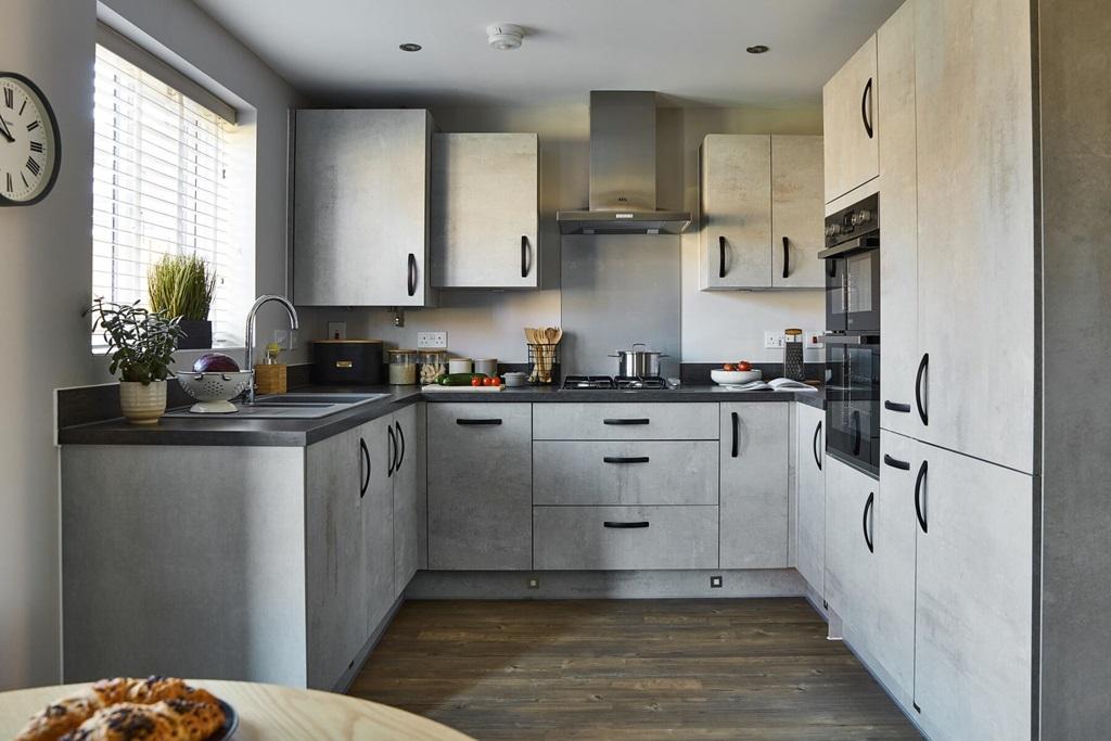 A modern kitchen with plenty of storage space