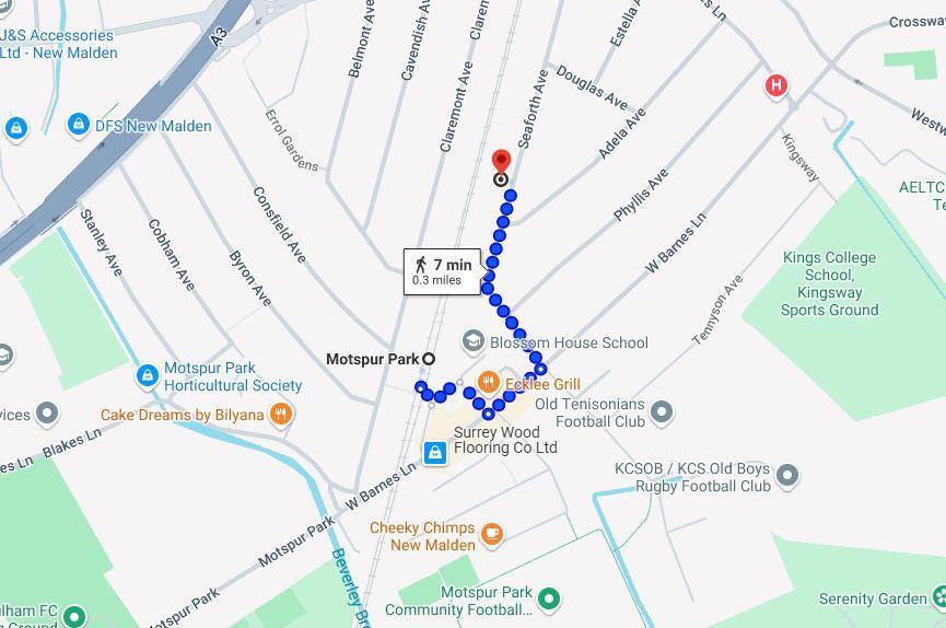 Map to Motspur Park tube.JPG