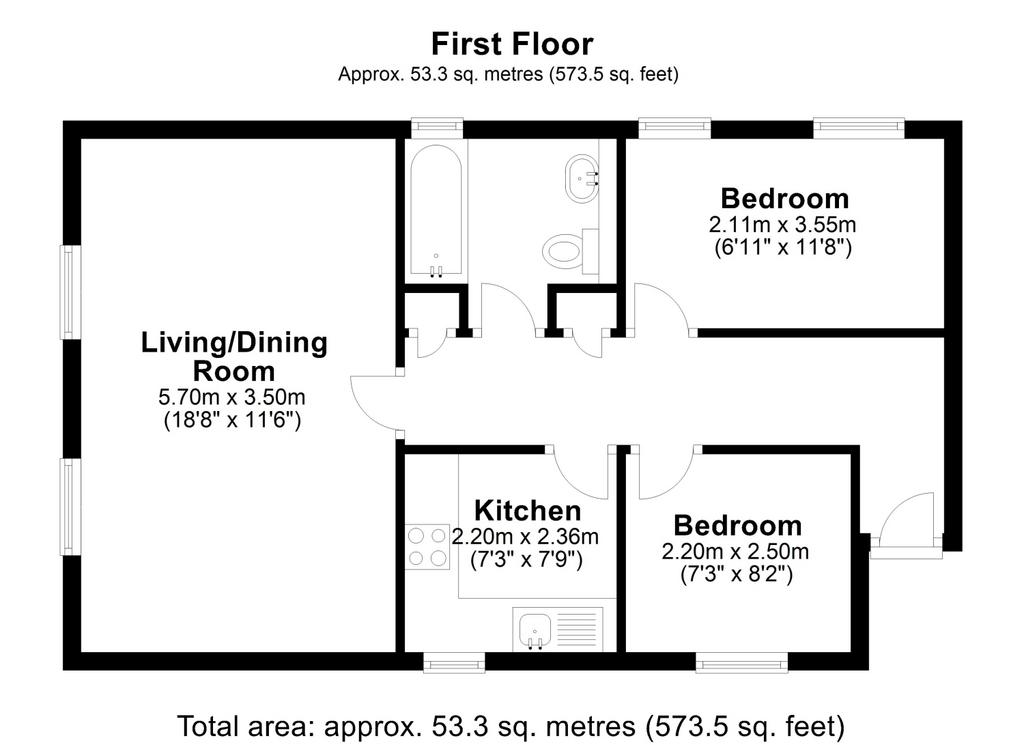 Flat 1 runneymede house floor plan 2 d