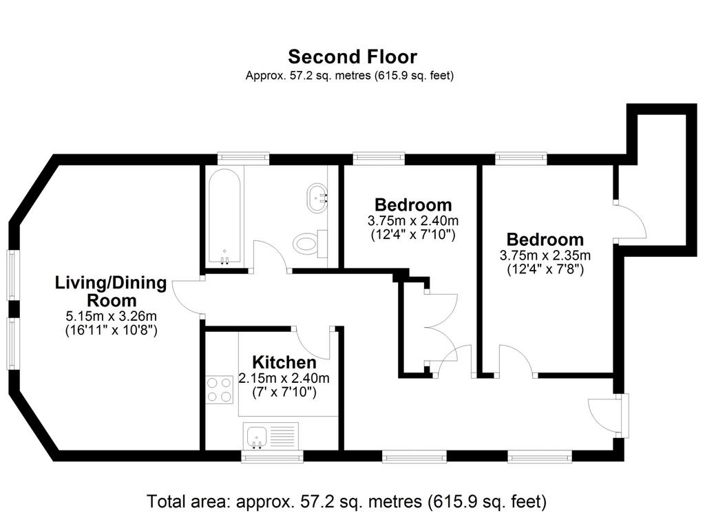 Flat 2 runneymede house floor plan 2 d