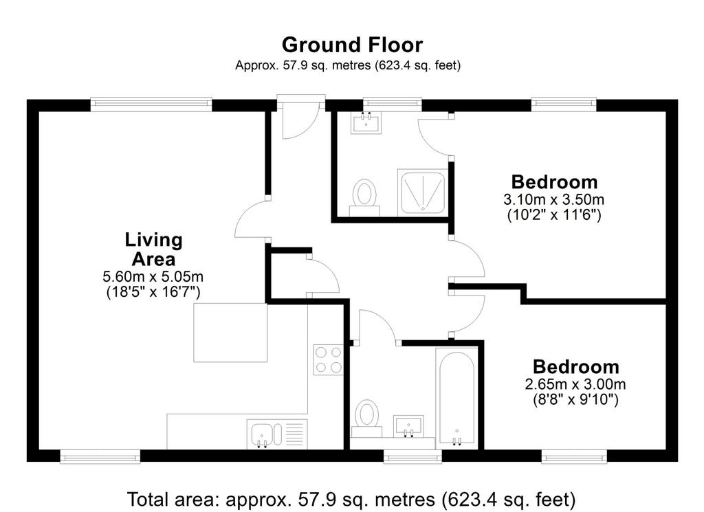 Flat 3 runneymede house floor plan 2 d