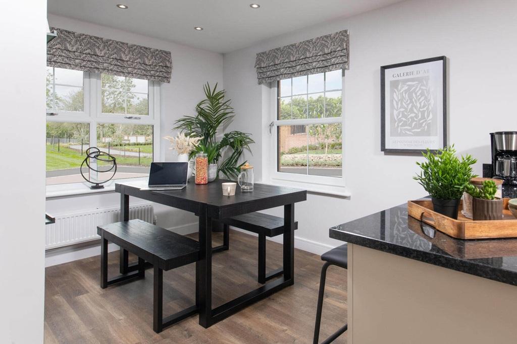 A dining area creates a place for family dining...