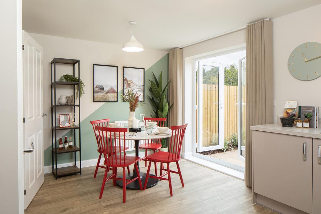 Open plan kitchen and dining room in an Archford