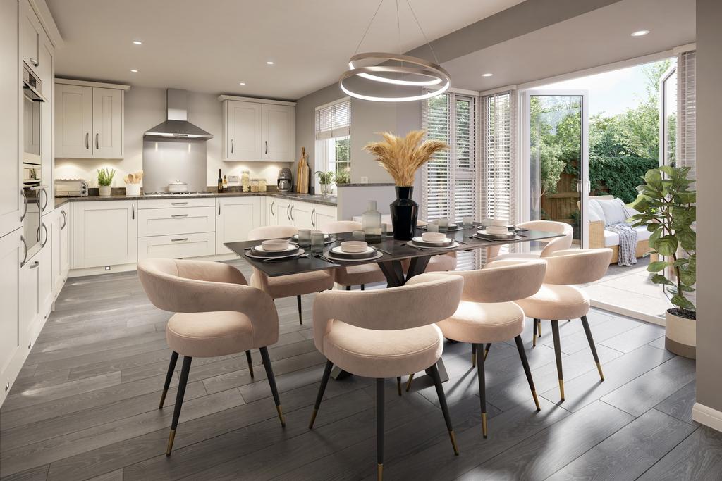 Kitchen and dining room in the 4 bedroom Culver