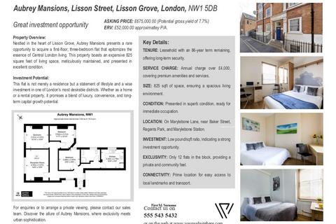 3 bedroom flat for sale, Lisson Street, NW1