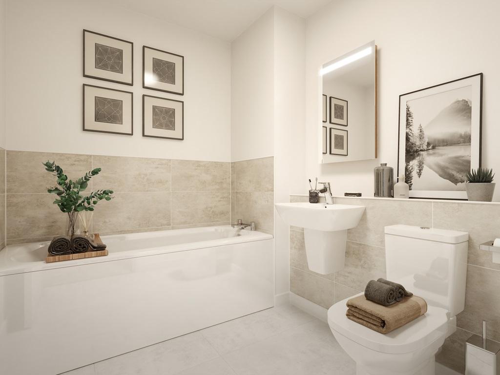 A modern family bathroom with energy saving...