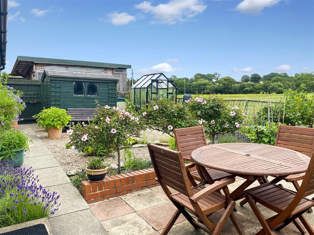 Rear Garden With Greenhouse &amp; Shed