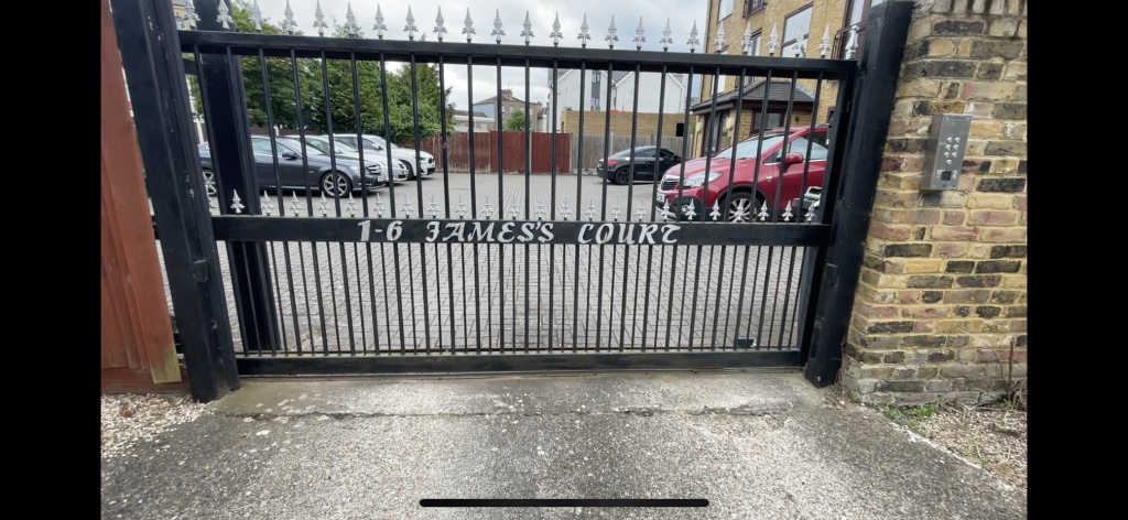 Outside image of the gate name plate for the build