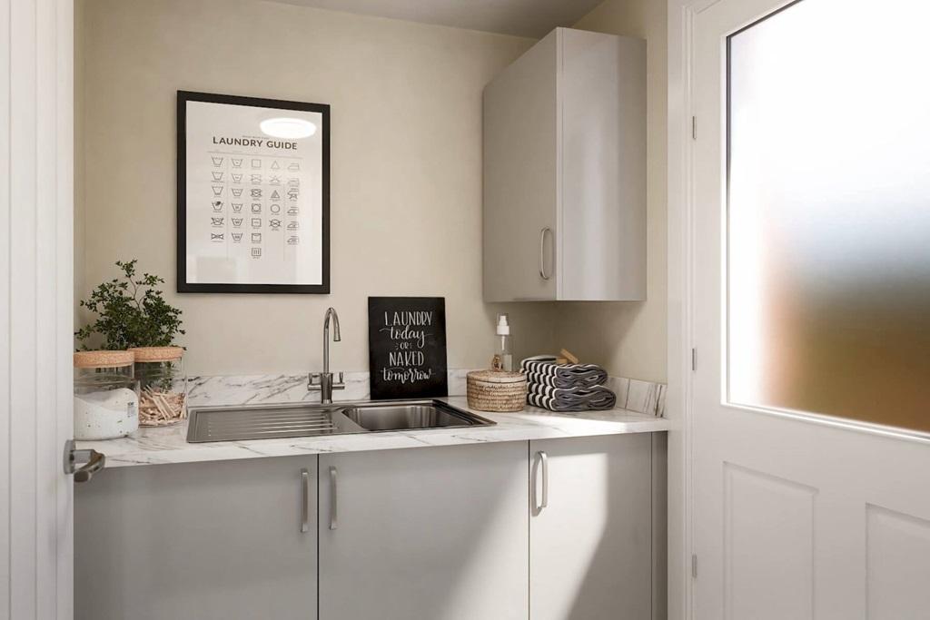 The utility room provides extra storage