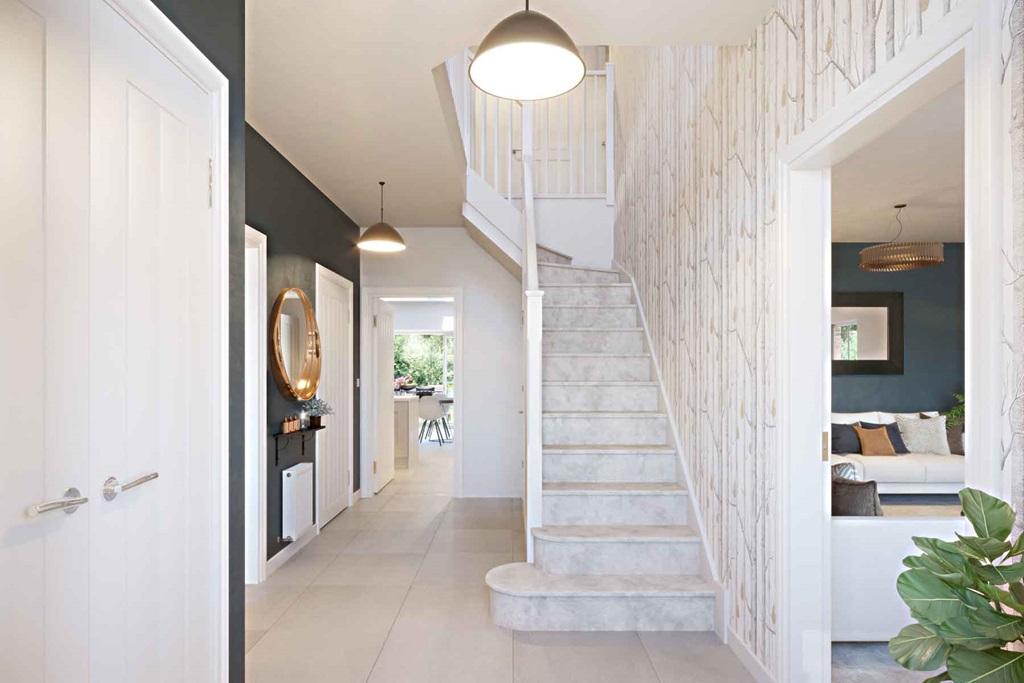 Bright hallway with under stair storage