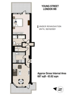 1 bedroom flat to rent, Young Street, Kensington, London W8