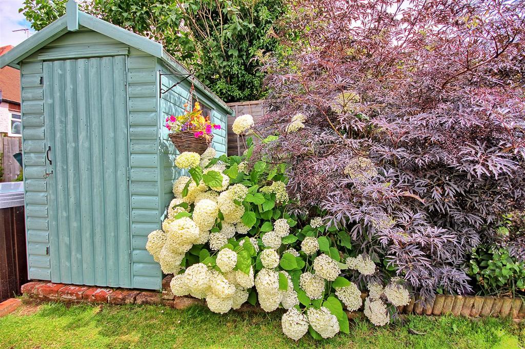 Hot tub and garden shed