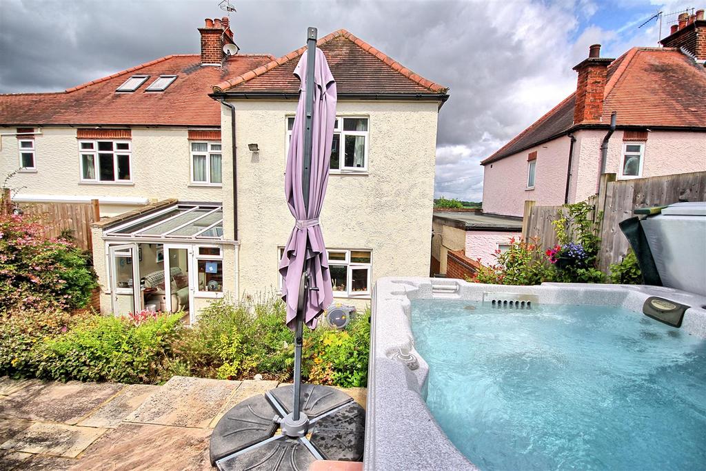 Hot tub and garden shed