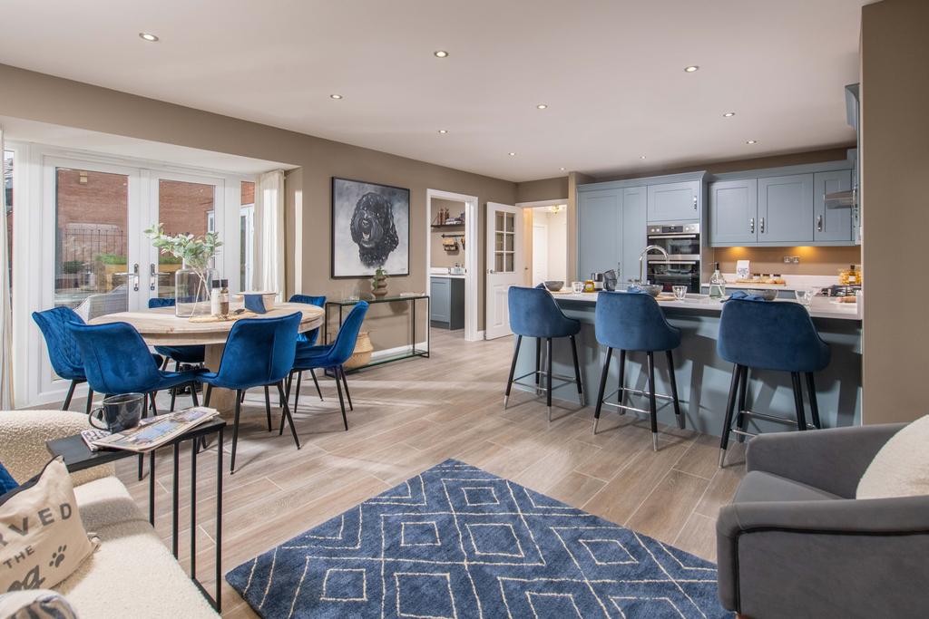 Internal view of spacious open-plan kitchen-diner