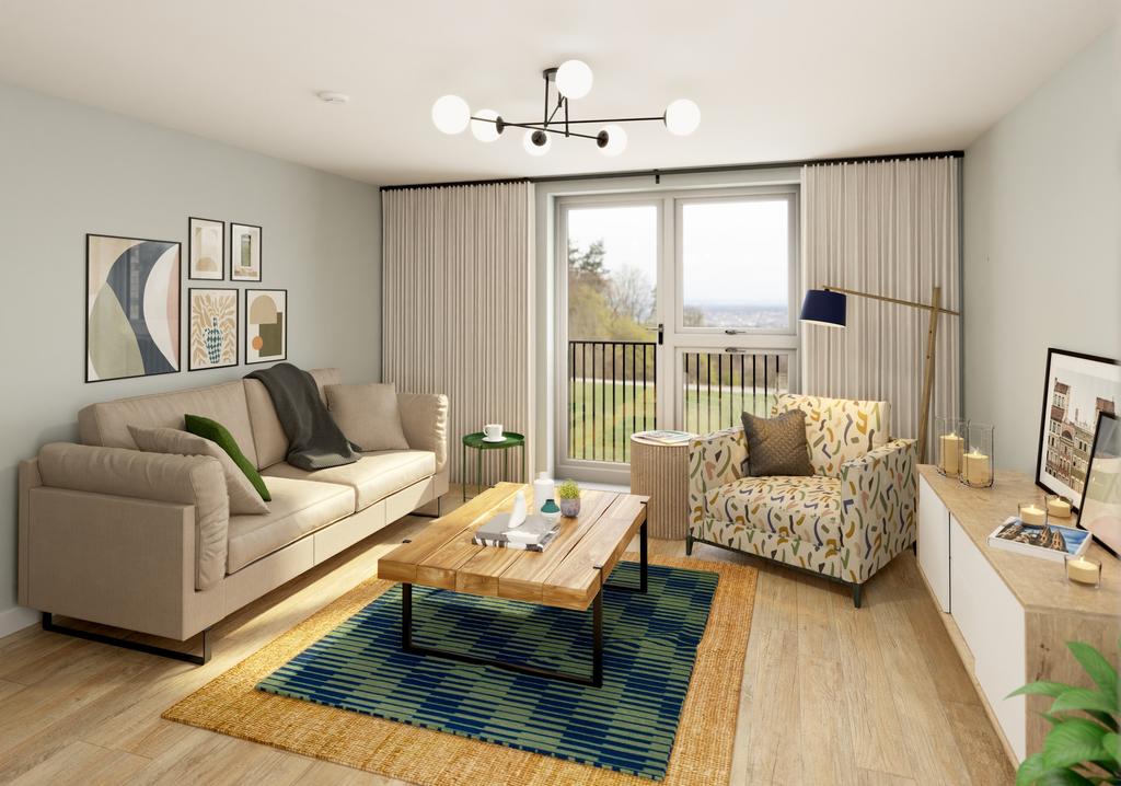 CGI of Apartment A living area