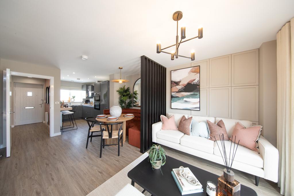 Open plan kitchen, dining and living area