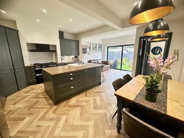 Open plan dining kitchen and family room