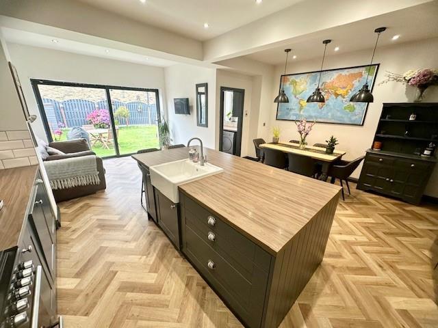 Open plan dining kitchen and family room