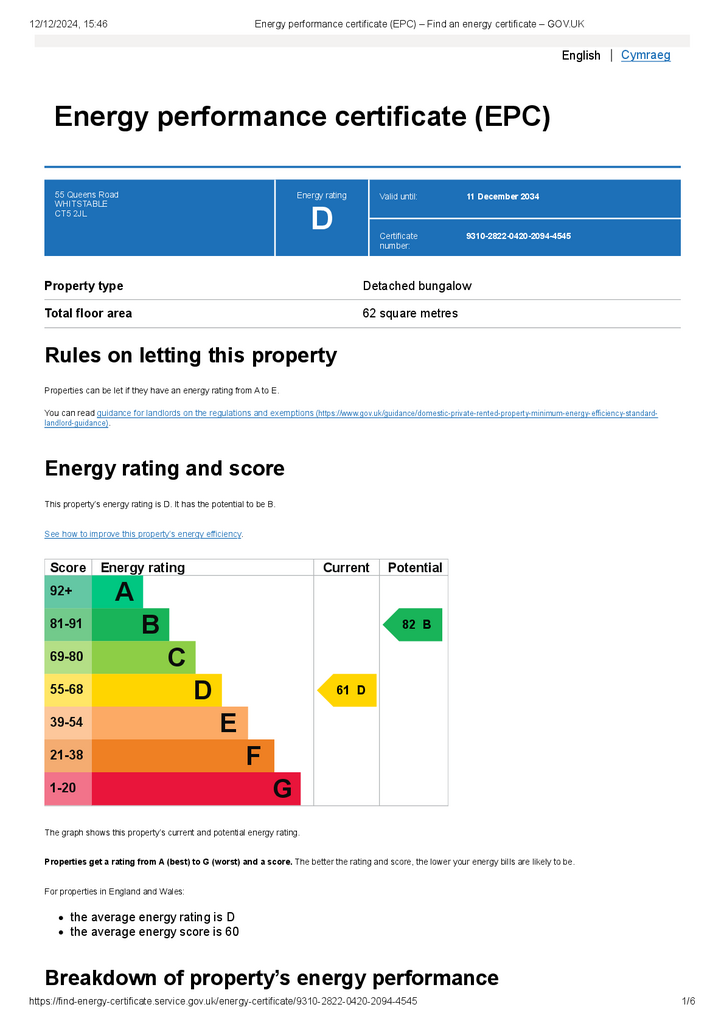 Energy performance certificate (EPC) 2024 2034