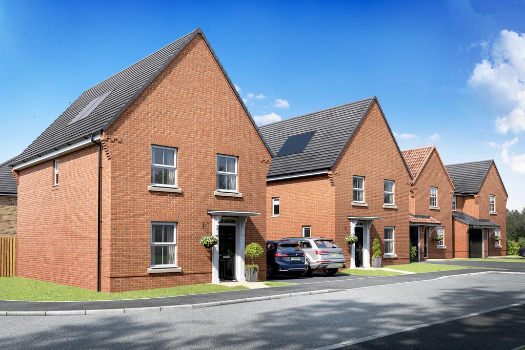 CGI street scene of homes at West Meadows