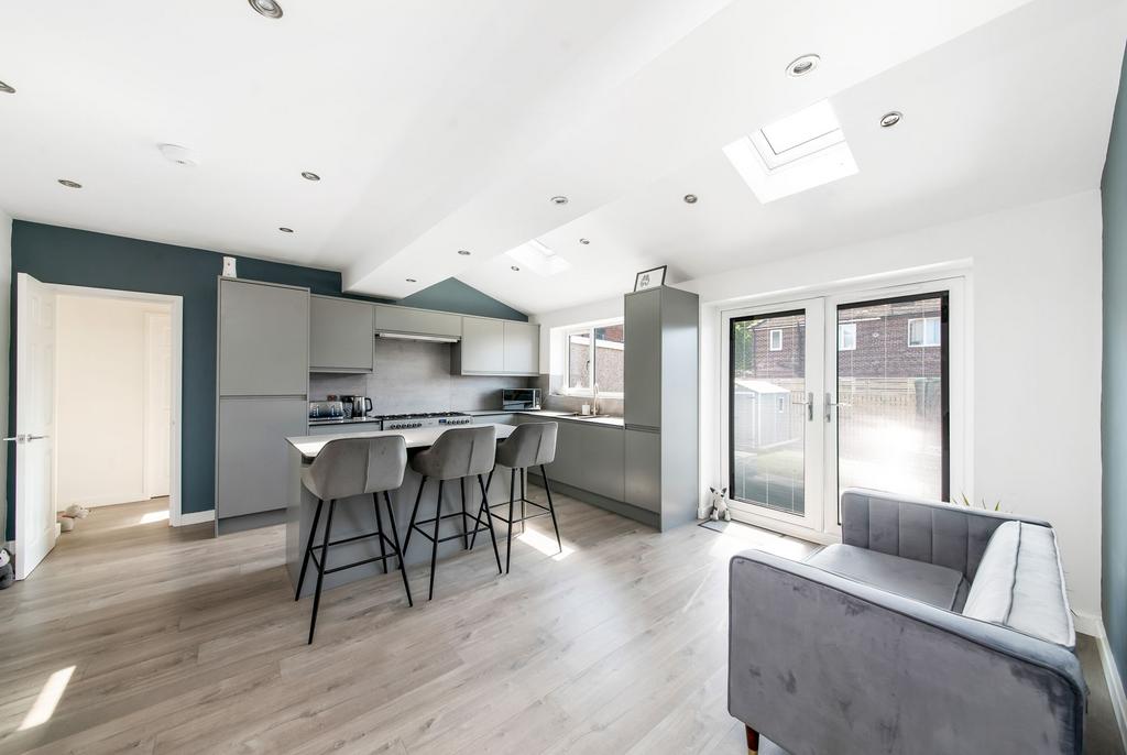 Open plan dining kitchen and family room