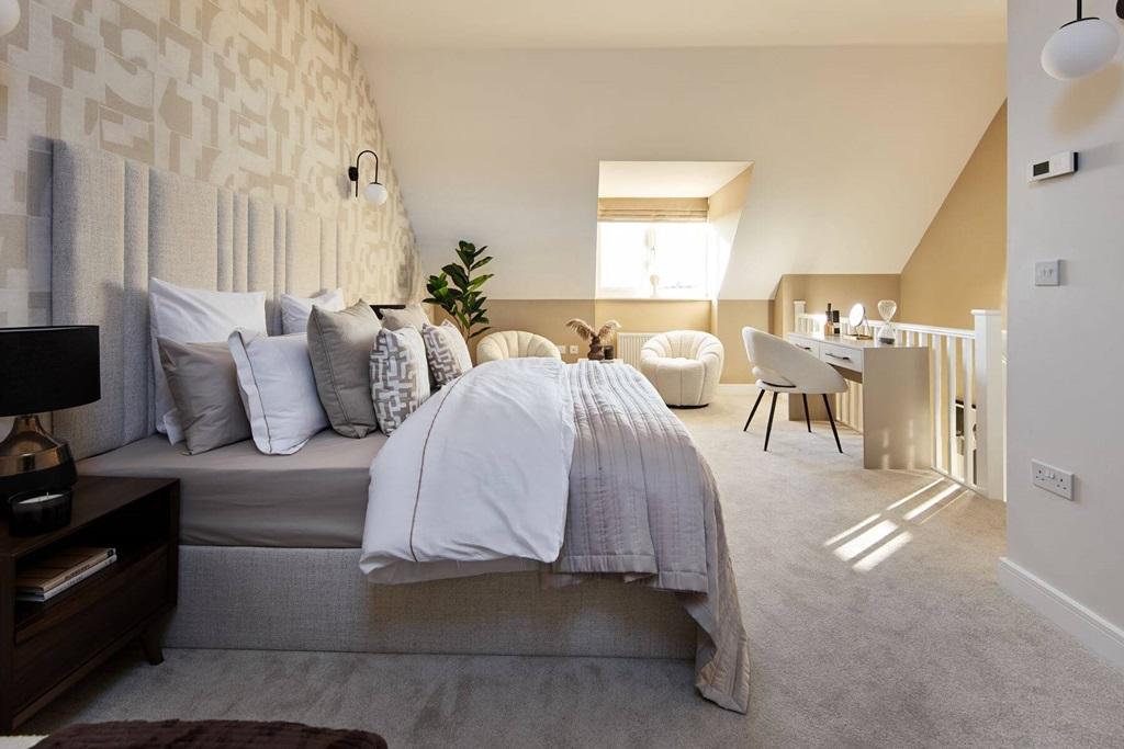Tall ceilings set the main bedroom apart from...