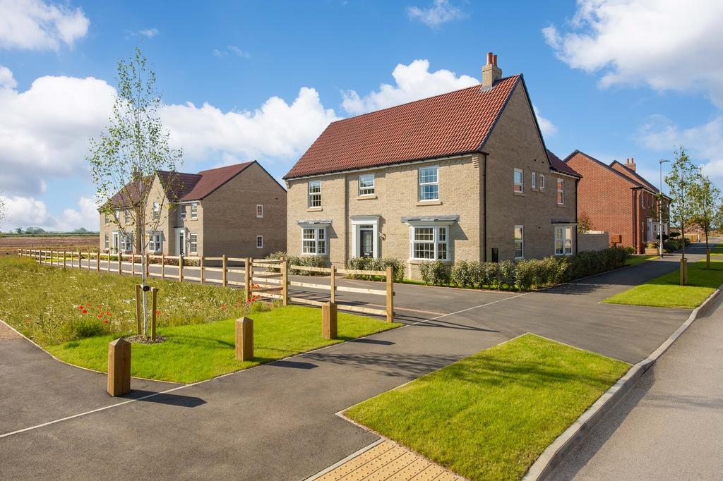 Homes overlooking open space in corby glen