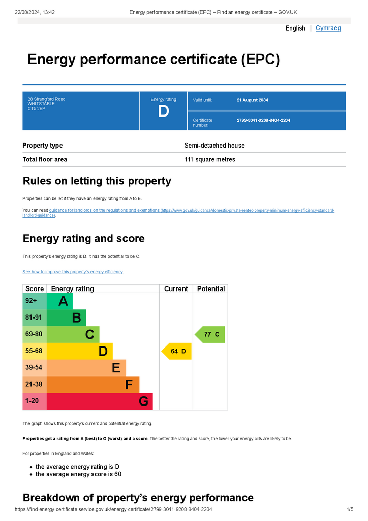 Energy performance certificate (EPC) 28 Strangford