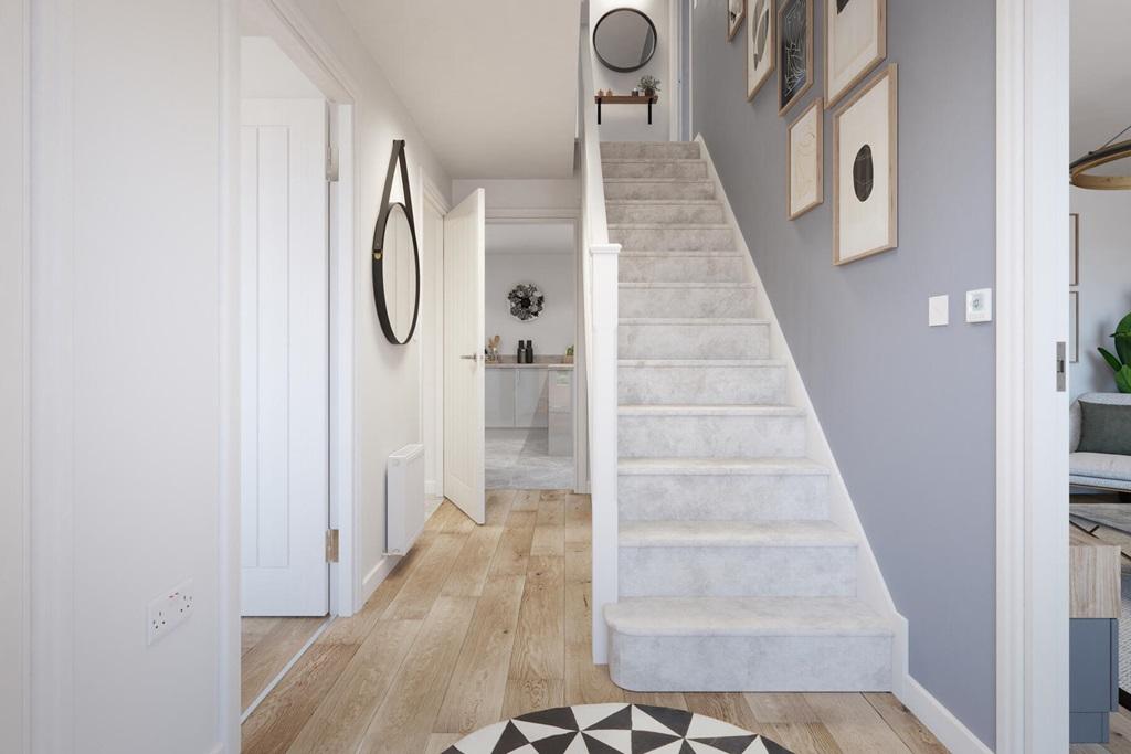 A welcoming hallway with under stair storage